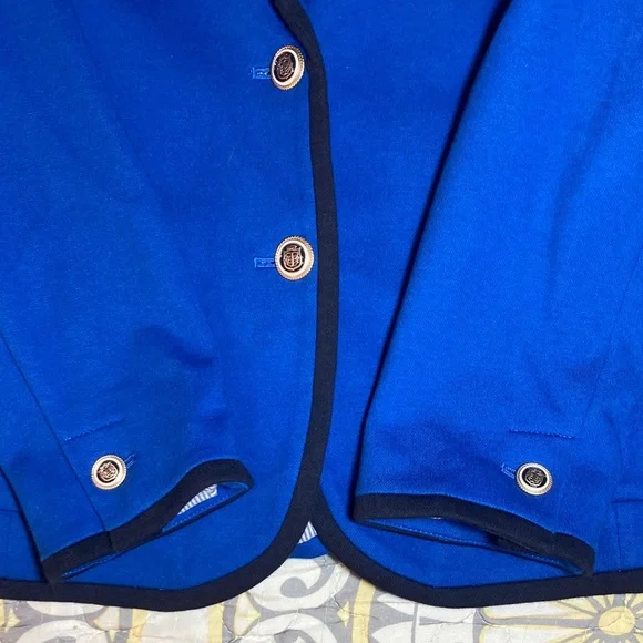 Talbots Aberdeen Pique Blue Blazer Size 14 Petite - Picture 5 of 13